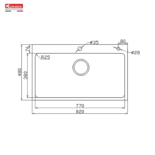 Chậu rửa Konox 1 hố chống xước Workstation Sink 82cm KN8248SO Dekor