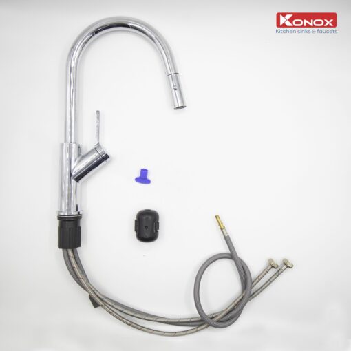 Vòi rửa Konox dây rút Ponte Chrome nóng lạnh