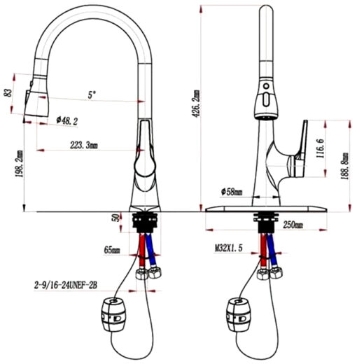 Vòi rửa 2 đường nước 3 chế độ Roslerer RL-688 Grey