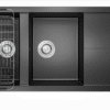Chậu rửa Konox 2 hố Granite Sink 116cm Livello Smart 1160 Black