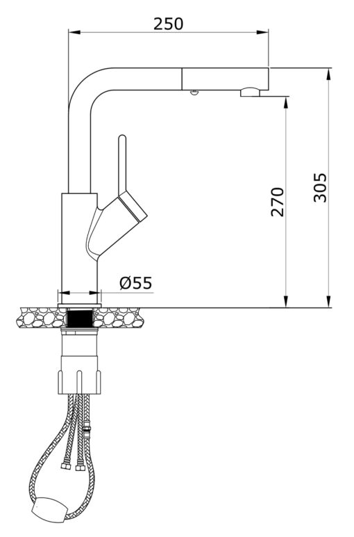 Vòi rửa nóng lạnh dây rút Gento GT-205 New Nikel