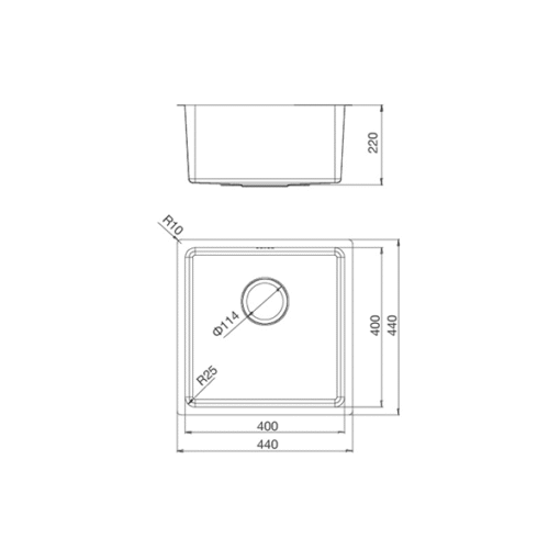 Chậu rửa 1 hố Malloca Inox 44cm MS 6044