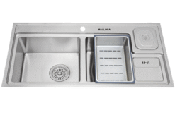 Chậu rửa Inox 2 hố Malloca 98cm MS 8804 N bàn chờ phải