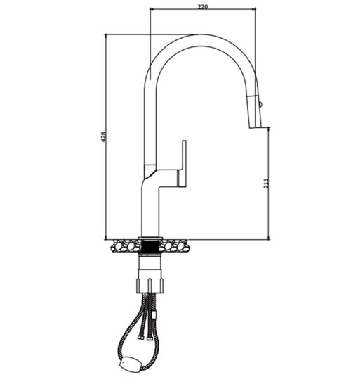 Vòi rửa Kluger dây rút nóng lạnh Satin KLF0020S