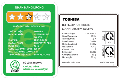 Tủ lạnh Toshiba Inverter 474 lít Multi Door GR-RF611WI-PGV(22)-XK