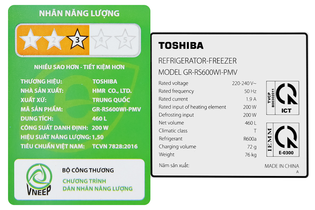 Tủ lạnh Toshiba Inverter 460 lít GR-RS600WI-PMV(37)-SG