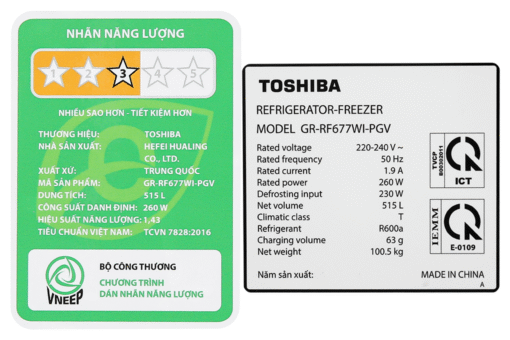 Tủ lạnh Toshiba Inverter 515 lít GR-RF677WI-PGV(22)-XK