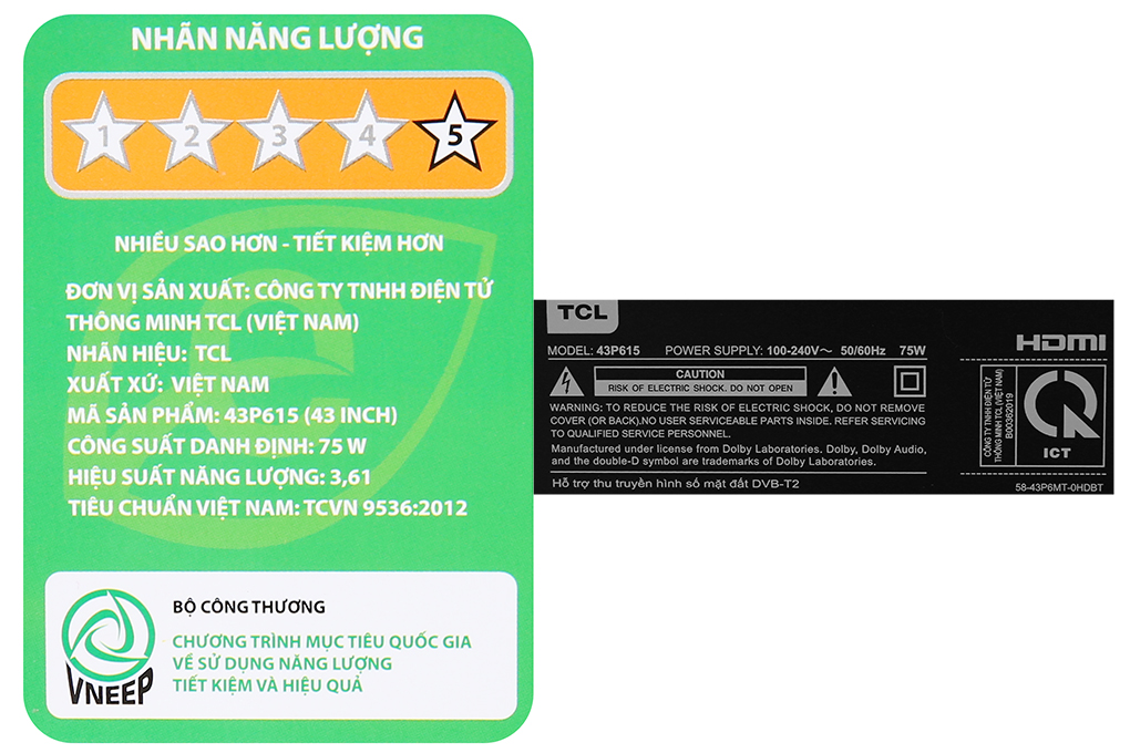 Android Tivi TCL 4K 43 inch 43P615