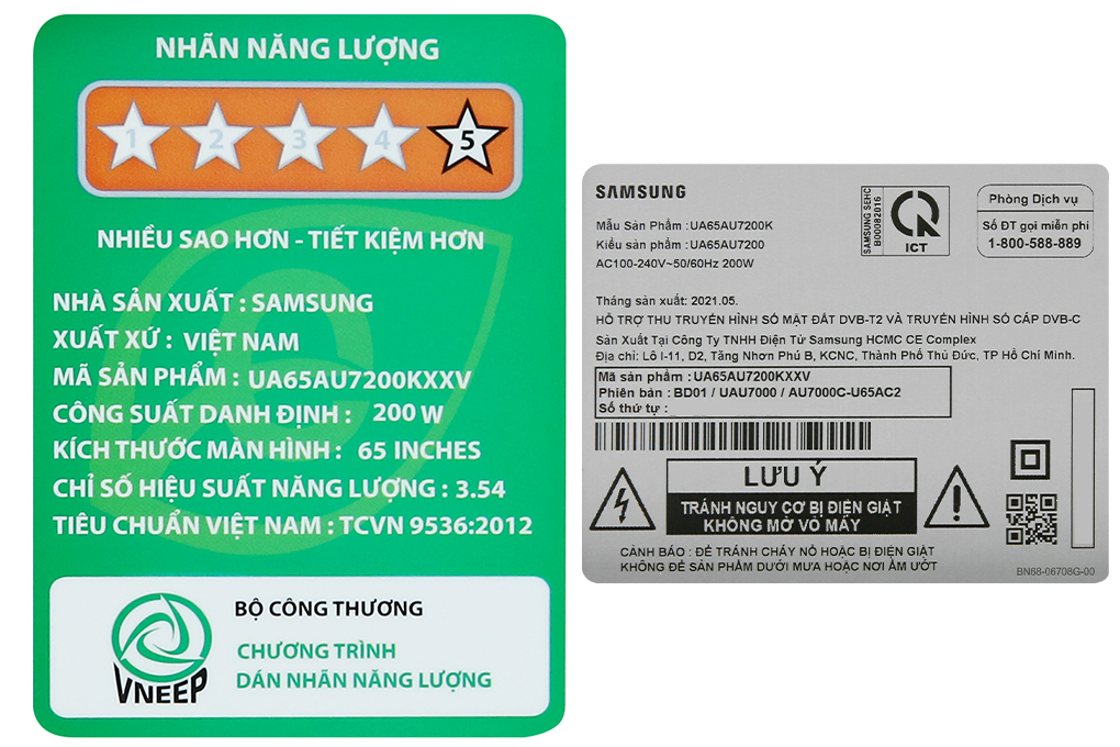 Smart Tivi Samsung 4K Crystal UHD 65 inch UA65AU7200