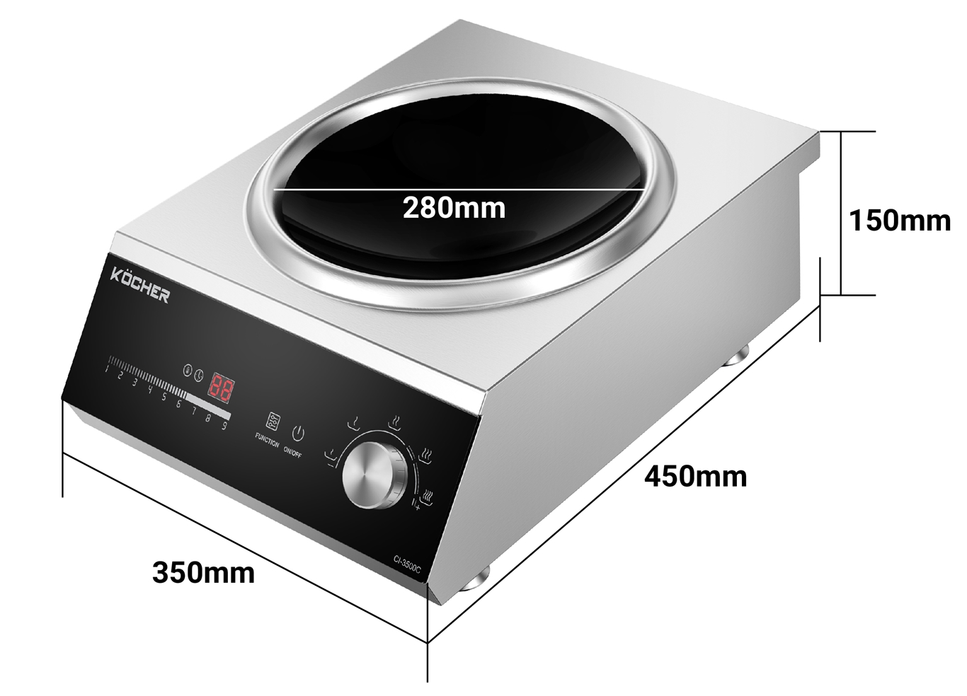 Bếp từ công nghiệp 1 vùng nấu 3500W Kocher CI-3500C