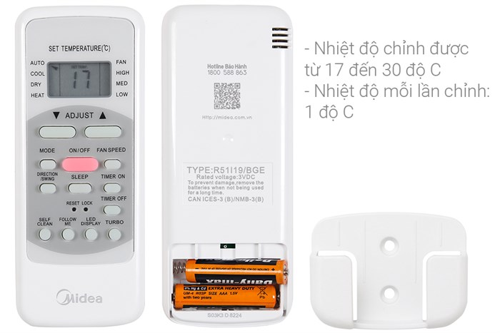 Điều hoà Midea 1 HP 9000btu MSAFA-10CRN8