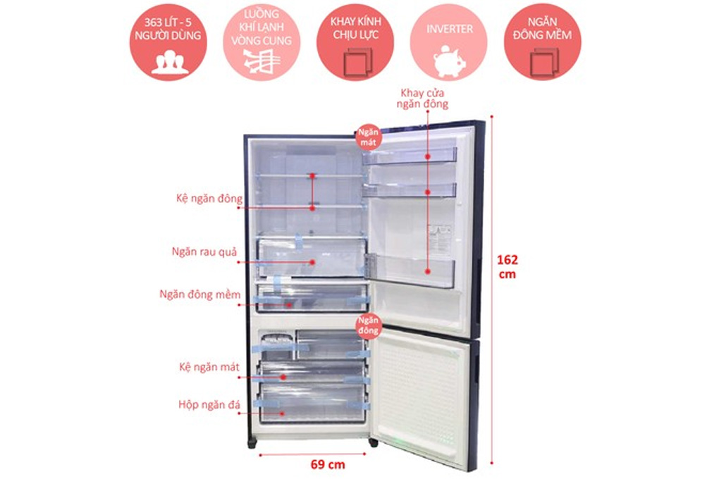 Tủ lạnh Panasonic 363 lít NR-BX418GKVN