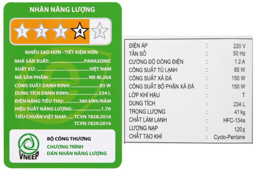 Tủ lạnh Panasonic Inverter 234 lít NR-BL26AVPVN