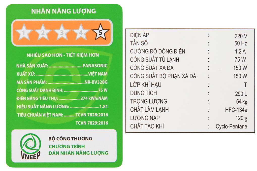 Tủ lạnh Panasonic Inverter 290 lít NR-BV328GMV2