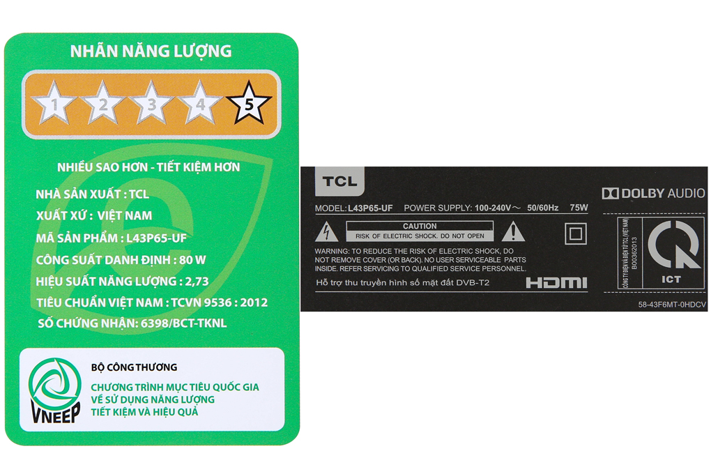Smart Tivi TCL 4K 43 inch L43P65-UF