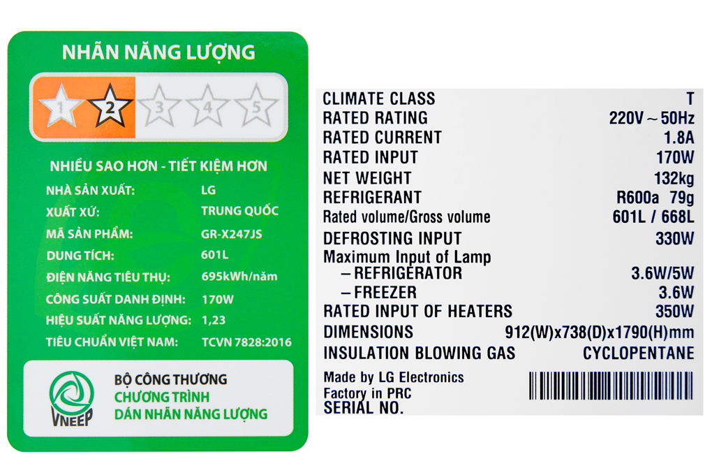 Tủ lạnh LG Inverter InstaView 601 lít GR-X247JS