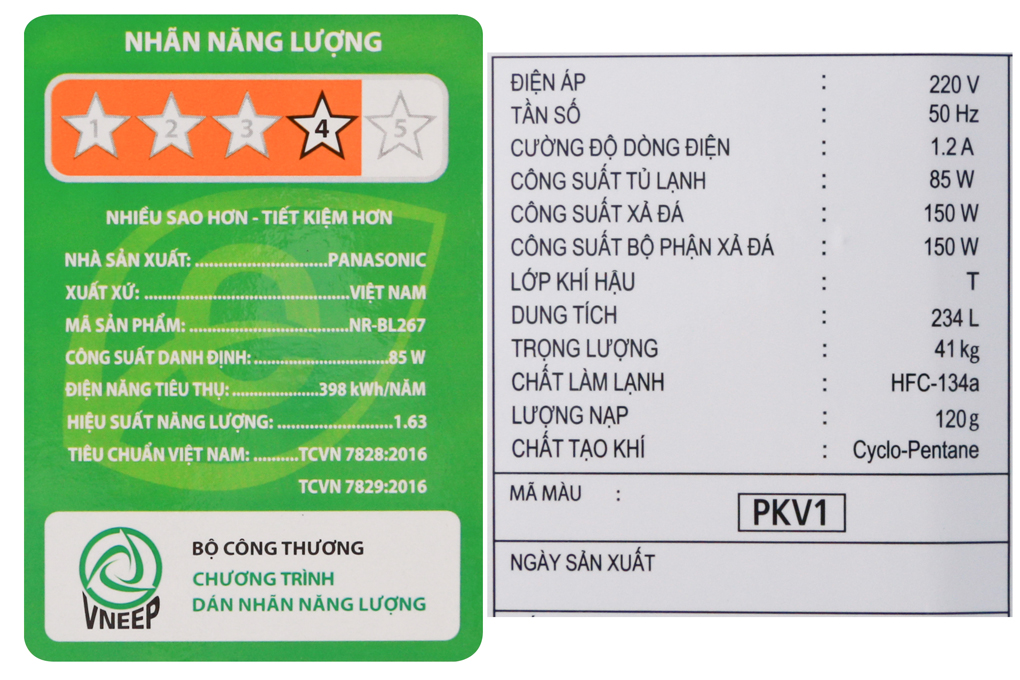 Tủ lạnh Panasonic Inverter 234 lít NR-BL267PKV1