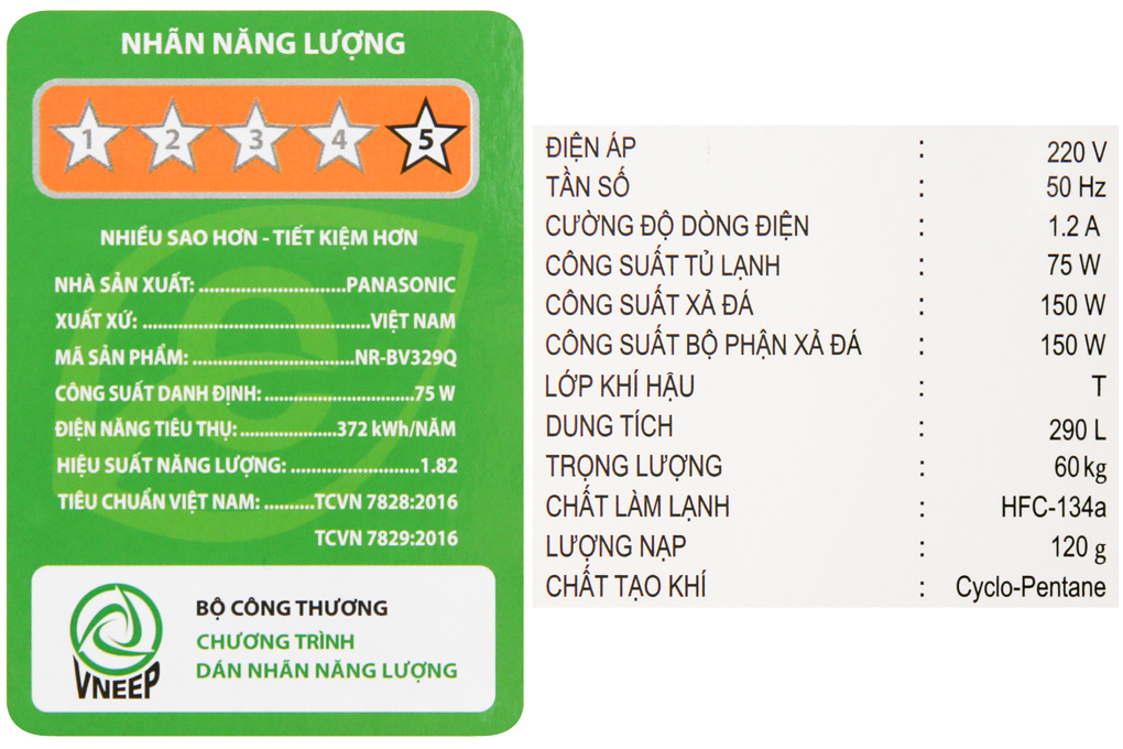 Tủ lạnh Panasonic Inverter 290 lít NR-BV329QKV2