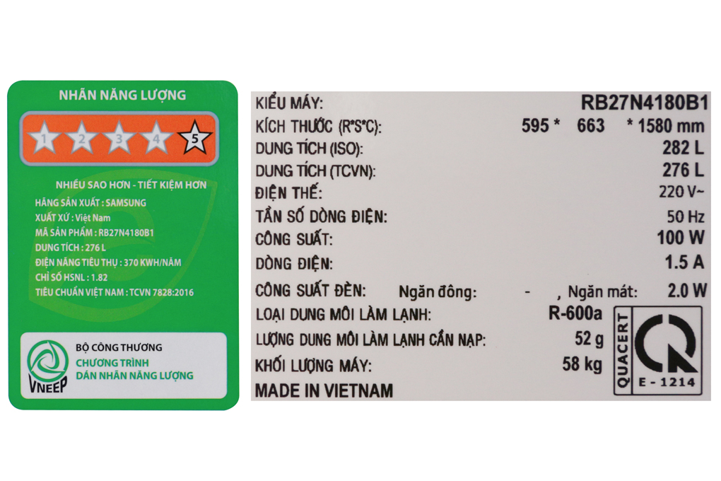 Tủ lạnh Samsung Inverter 276 lít RB27N4180B1/SV