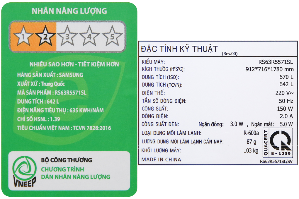 Tủ lạnh Samsung Inverter 634 lít RS63R5571SL/SV